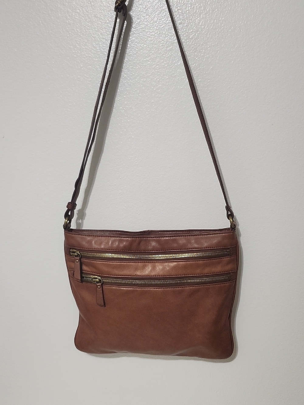 All Leather Crossbody Bag in Warm Brown